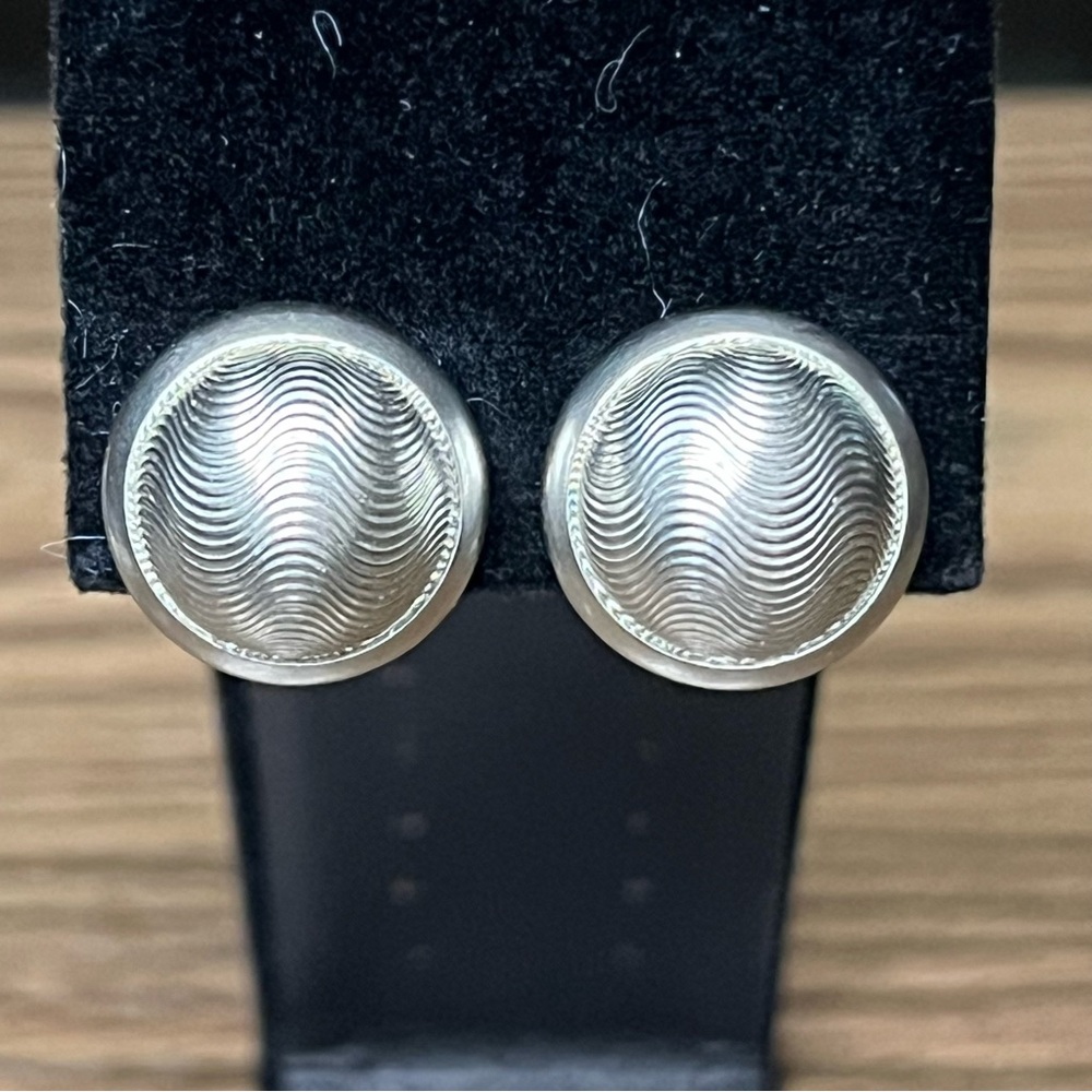 Silver Tone Textured Dome Earrings